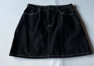 Dangerfield Skirt Womens 14 Burn Baby Denim Black Flames Fire Goth Punk Retro - Picture 1 of 10
