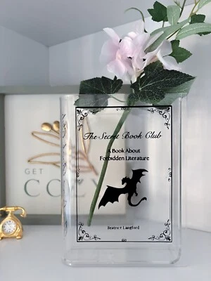 Regalo para amantes de los libros de fantasía, florero de acrílico con dragón, florero floral personalizado Foto 1 de 4