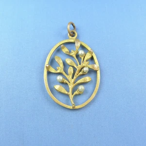 Colgante de muérdago victoriano/latón dorado antiguo - Imagen 1 de 4