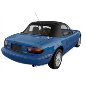 Mazda Miata 1990-05 convertible techo blando, ventana de plástico y riel de lluvia, negro - Imagen 1 de 5