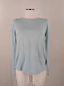NWOT Ann Taylor S Pale Blue Top Light weight sweater 2 in 1 button back Long slv - Picture 1 of 5