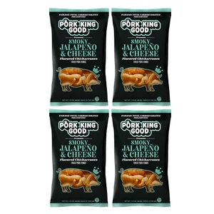 Pork King Good Smoky Jalapen & Cheese Pork Rinds Chicharrones 4 Pack Keto Snacks - Picture 1 of 4
