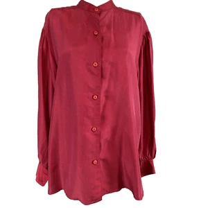 Vtg 100% Silk Dress Shirt Womens M Corpcore Long Sleeve Button Down SK Wear - Picture 1 of 8
