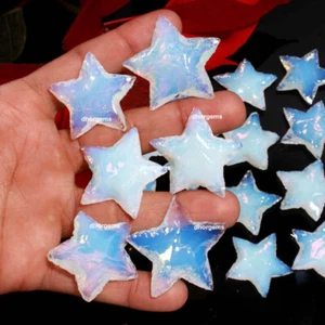 Opalite Star Crescent Star Shape Healing Stone Metaphysical Glass Opal Carving - Picture 1 of 9