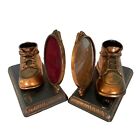 Pair of Copper Bronze Baby Shoe Boots Picture Photo Frame Vintage 7.25" x 6"