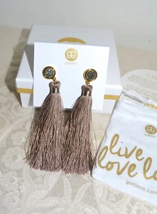 NIB $70 Gorjana Astoria Dove Tassel Earrings Silver Druzy Pierced - Picture 1 of 3