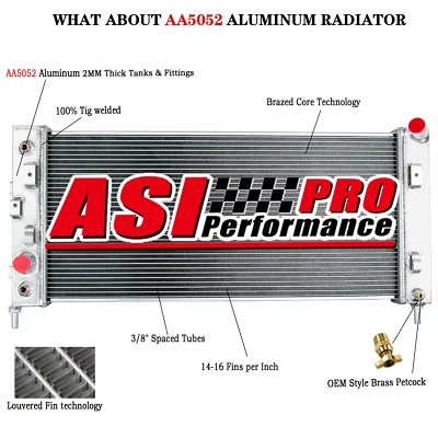 3 Row Aluminum Radiator FI 2006-2011 Chevy Impala/ 06-07 Monte Carlo 3.5L/3.9L, - Изображение 1 из 4