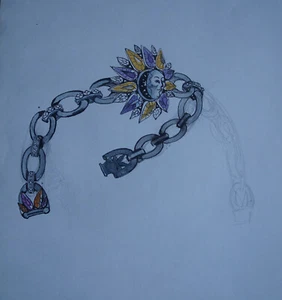 Dessin original  PROJET BIJOUX  d' ODETTE  LEPELTIER a - Foto 1 di 6