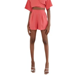 NWOT Andrea Iyamah ETI Coral High Waist Linen Shorts Size M - Imagen 1 de 8