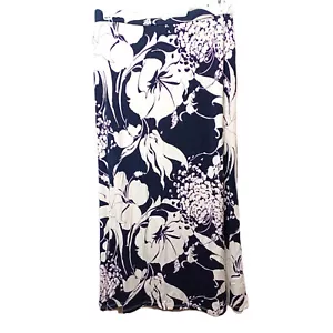 Floral Long Skirt Size XL Black Lavender White Adrianna Papell - Picture 1 of 6