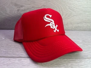 NEW CHICAGO WHITE SOX RED HAT 5 PANEL HIGH CROWN TRUCKER SNAPBACK VINTAGE - Picture 1 of 3
