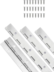 4PCS 6Inch Classic Silvery Stainless Steel Piano Hinges, 0.05" Thickness, 1.2" O - Picture 1 of 12