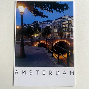 Amsterdam Holland Evening On The Canals Unposted Postcard - Picture 1 of 3