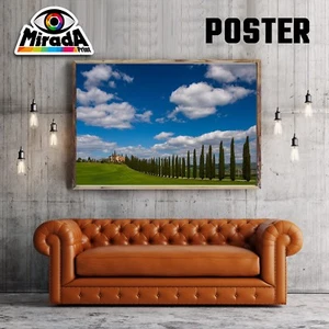 Poster Paysage Toscane Cyprès Nature Voyage Vacances Vert Nuages Ville - Bild 1 von 1