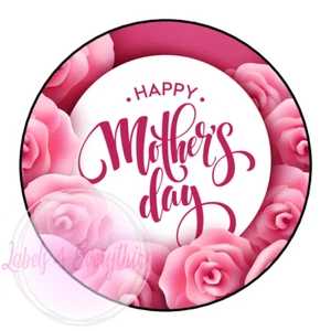 Mothers Day Stickers Flowers Pink Roses Treat Sweet Cones Labels Gift - Picture 1 of 1