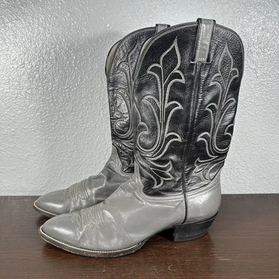 Hondo 8100 Vintage Round Toe Classic Black & Grey Cowboy Boots Mens Size 13 C - Image 1 of 4