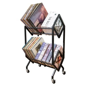 RANXFLOAT Vinyl Record Storage Rack, 2 Tier Record Organizer with Wheels, 200... - Picture 1 of 7