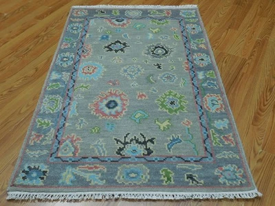 Alfombra turca Oushak, alfombra geométrica multicolor, alfombra bohemia hecha a mano 3x5 Foto 1 de 4