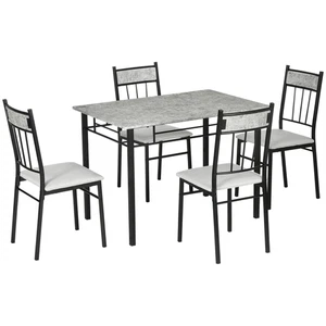 Dining Table and Chairs Set Light Grey MDF & Metal 107L x70W x75.5H cm Polyester - Picture 1 of 14