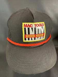 1989 Indy MAC Tools Patch Logo Hat Braid Trucker Mesh SnapBack USA Made Black - Picture 1 of 8
