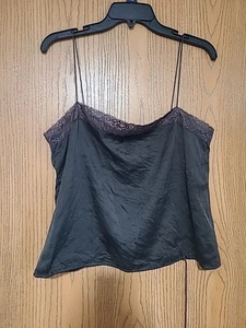 Theory Olive Green Silk With Lace Camisole Sz L - Picture 1 of 3