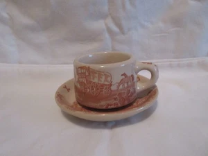 Taza y platillo vintage Wallace China Chuck Wagon Western Los Angeles California - Imagen 1 de 5