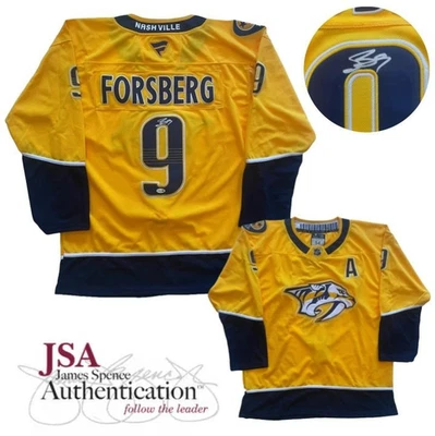 Camiseta deportiva firmada por Filip Forsberg de los Nashville Predators certificado de autenticidad de la JSA autografiada Foto 1 de 4