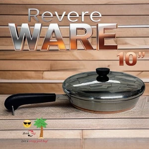 Vintage Revere Ware 1801 10" Skillet w/Lid  L👀K Read! - Picture 1 of 8