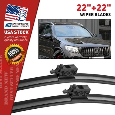 Fit For 2015-2019 Mercedes-Benz C180 All Season Windshield Wiper Blades 22"+22" - Image 1 of 4