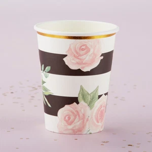 Set of 24 Floral Striped Paper Cups Bridal Shower Wedding Decorations - Picture 1 of 3