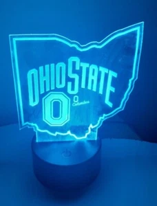 Edge Lit Tabletop Sign, Multi-Colored LED, Ohio State University. Night Light - Picture 1 of 4