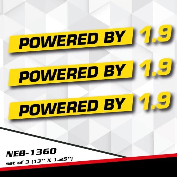 POWERED BY 1.9L Decal Sticker for Golf Jetta Vitara Astra Audi A3 SX4 NEB-1360 - Image 1 of 1