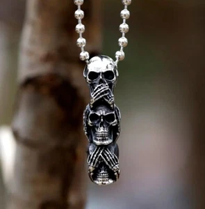 Totenkopf Schädel Skull Anhänger Kette 60cm Herren Schmuck - Bild 1 von 3