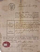 Wehrdienst Entlassungsbeurteilung 1844 mit Wachssiegel