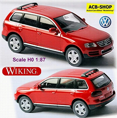 VW Volkswagen VW Touareg Tipo 7L SUV 2002-06 Red Tornado Red 1:87 Wiking 060 05 - Immagine 1 di 4