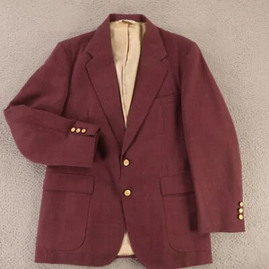 VTG Hopsack Jacket M Burgundy Wool Blend Blazer Sport Coat Made in USA 42R - Picture 1 of 16