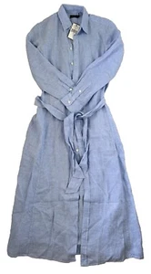 Polo Ralph Lauren Blue Long Sleeved Shirt Linen Midi Dress Belt UK10 US6 BNWT - Picture 1 of 7
