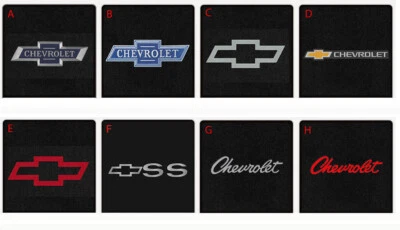 NEW! BLACK FLOOR MATS 1960-1983 Chevy Pickup Truck C10 K10 Embroidered Logo PAIR - Image 1 of 4