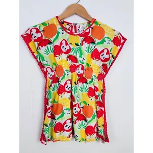 Disney Store Fruit Print Pom Trim Cover Up Beach Pool Summer Fun Size 5/6 - Picture 1 of 16