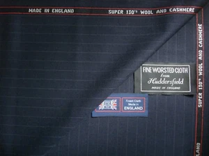 SUPER 130's WOOL WORSTED AND CASHMERE SUITING FABRIC = MADE IN ENGLAND = 1.5 m - Picture 1 of 2