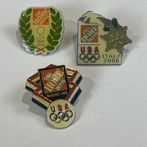 3 Home Depot Olympics Employee Lapel Pins 1998 Nagano 2004 and 2006 Italy - Picture 1 of 5