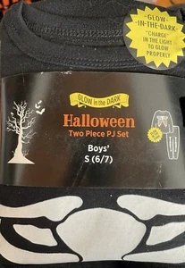 Glow In The Dark Halloween Two Piece PJ Pajama Set size S 6/7 - Skeleton - NEW - Picture 1 of 5