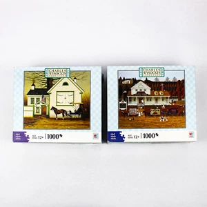 Lot of 2 MB Charles Wysocki's Americana 1000 PC Illustrated Landscape Puzzles - Picture 1 of 5