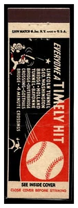 Vintage Matchbook Everyone A Timely Hit New York, NY - Picture 1 of 2