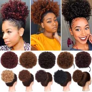 Afro Puff Drawstring Ponytail Kinky Curly Synthetic Hair Chignon Bun Extensions - Picture 1 of 22