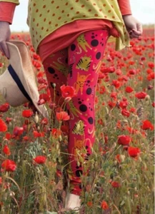 Legging chat GUDRUN SJODEN taille S stretch micromodal fleuri rouge - Photo 1/2
