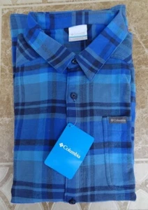 NWT Men's COLUMBIA Cornell Woods Long Sleeve Flannel Shirt - Size XL Blue Plaid - Picture 1 of 3