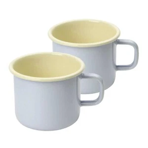 Taza grande vintage esmaltado para el hogar - paloma/gris x 2 - Imagen 1 de 1