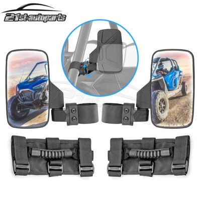 UTV HD Breakaway Side Rear View Mirrors w/Grab Handles For Kubota RTV 500 1140 - Imagem 1 de 4