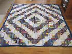 Log Cabin Quilt Top Quilted Antique 81" x 74"